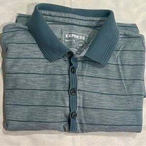 Express Men Blue Polo Shirt with Subtle Stripes, size S